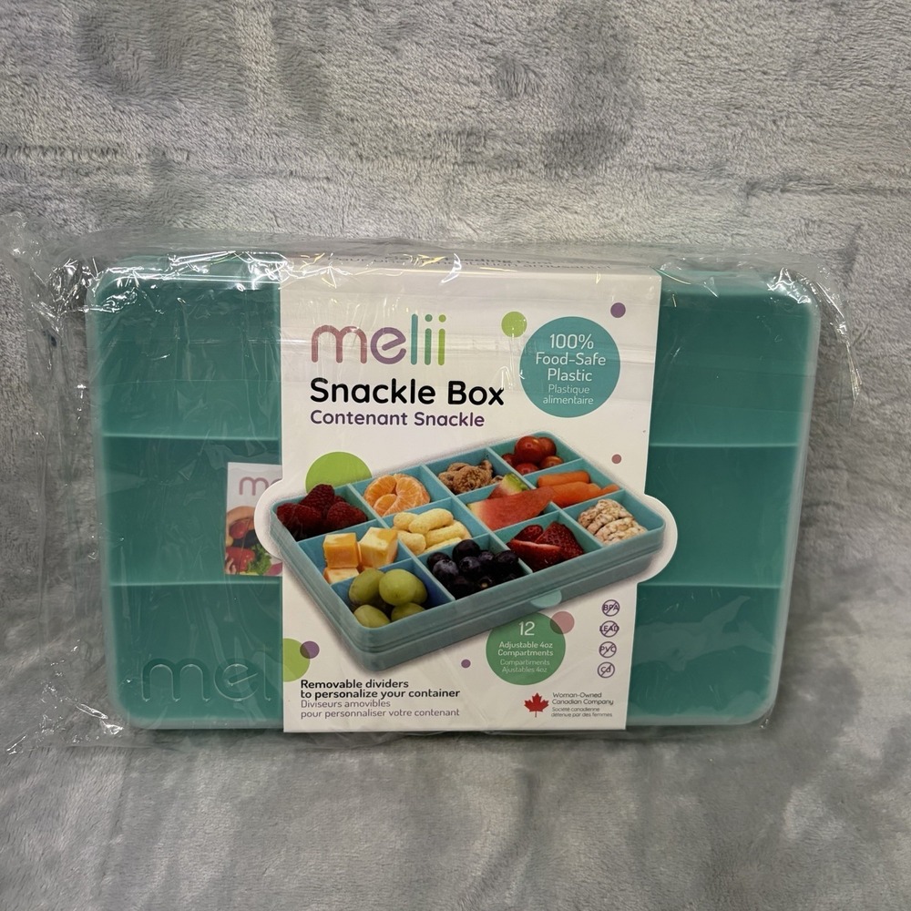 melii Snackle Box 12 Compartment Removable Divider Snack‎ Container New Aqua BPA
